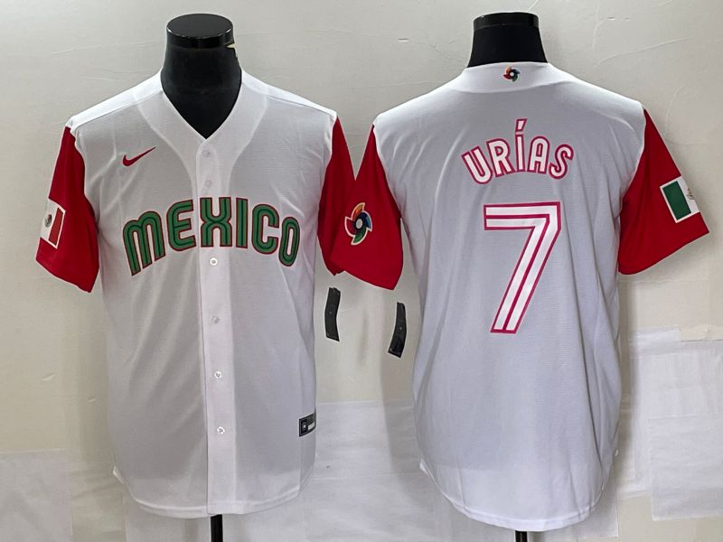 Men 2023 World Cub Mexico 7 Urias White white Nike MLB Jersey30